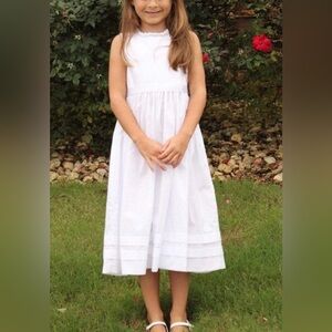 Strasburg Girl’s Vintage White Long  Dress Size 14Y Embroidered Flowers Lined
